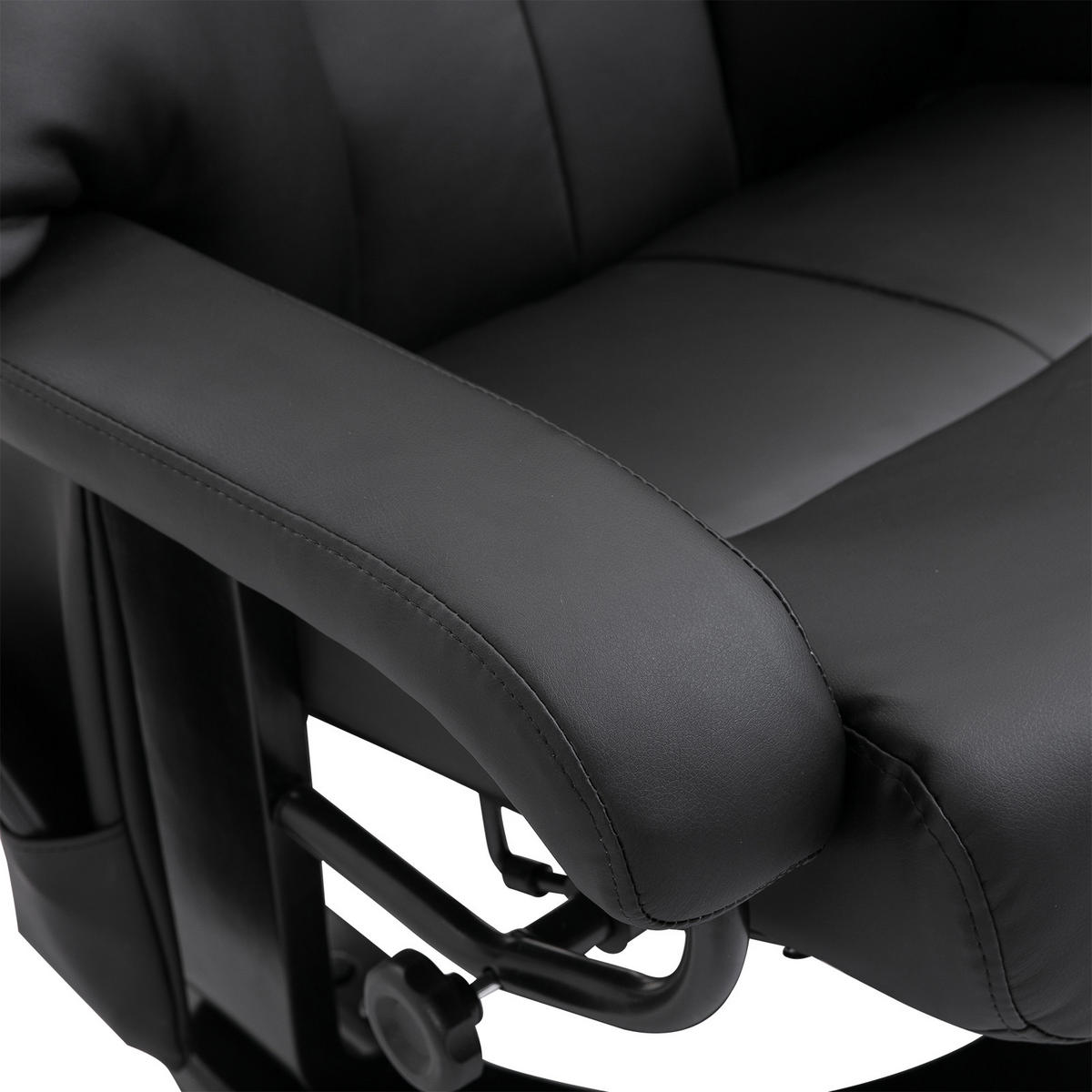 RELAXSESSEL mit Liegefunktion Massagesessel inkl. Hocker Fernsehsessel drehbar - Schwarz, Leder/Kunststoff (80/102/76cm) - HOMCOM