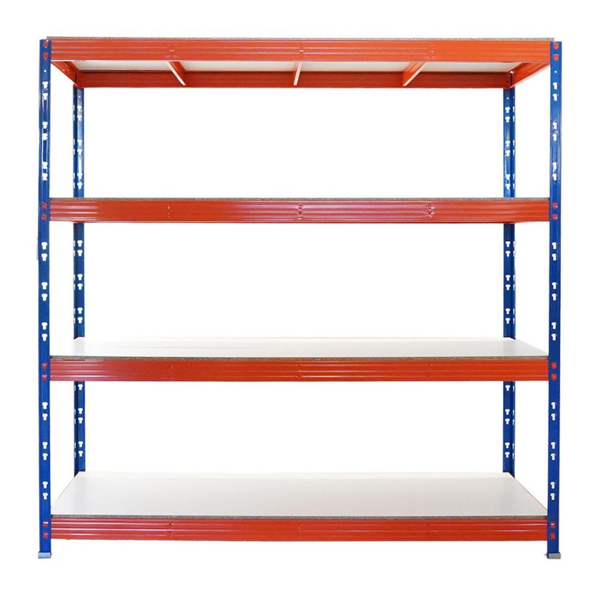 SCHWERLASTREGAL Rhino 2er-Set 200x200x60 cm 4 Melamin-Ebenen 16mm Fachlast 500 kg Blau/Orange - Blau/Orange, Metall (400/200/60cm) - PROREGAL