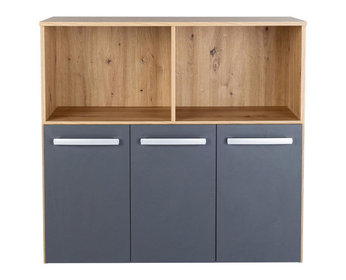 SPIELZEUGREGAL Alessio mit 3 großen Schubkästen - Anthrazit/Silberfarben, Holzwerkstoff/Kunststoff (99/92/42cm) - arthur berndt