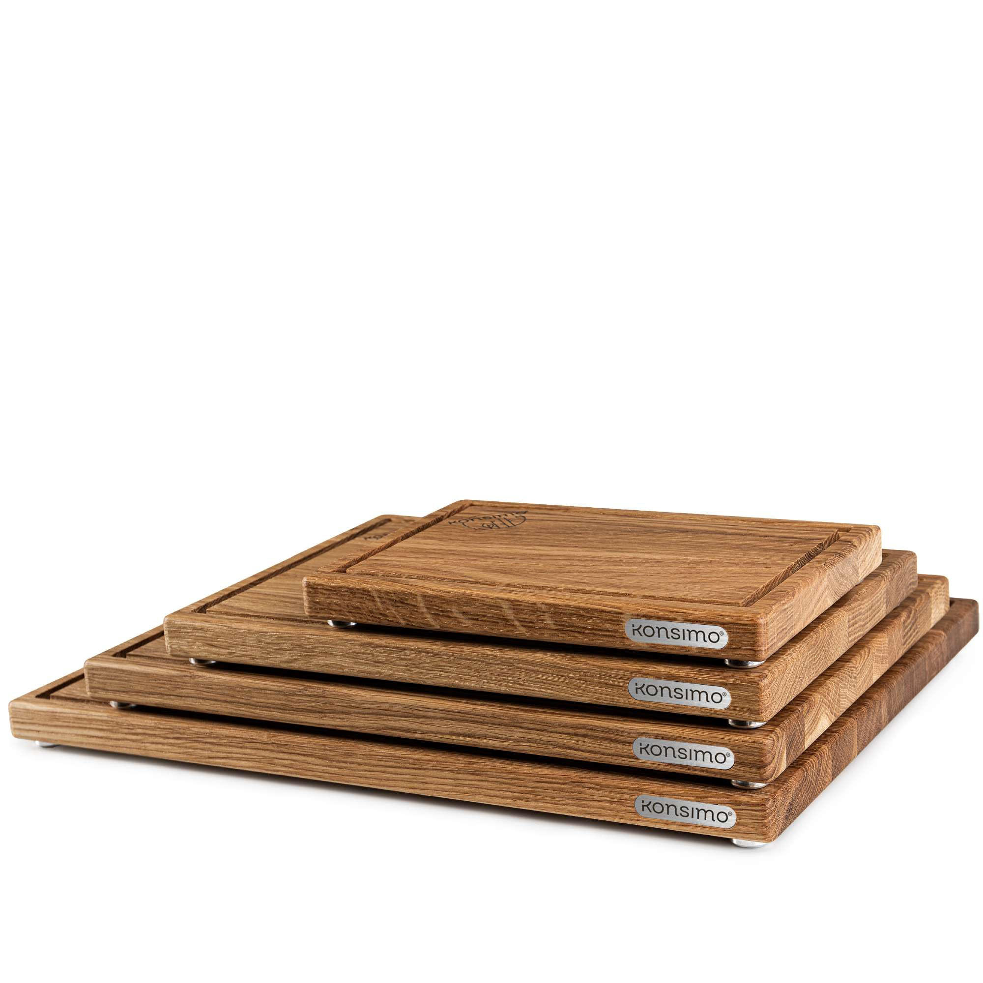 SCHNEIDEBRETTER SOLIDA 4-tlg - Eichefarben/Braun, Holz (30/40cm) - KONSIMO®