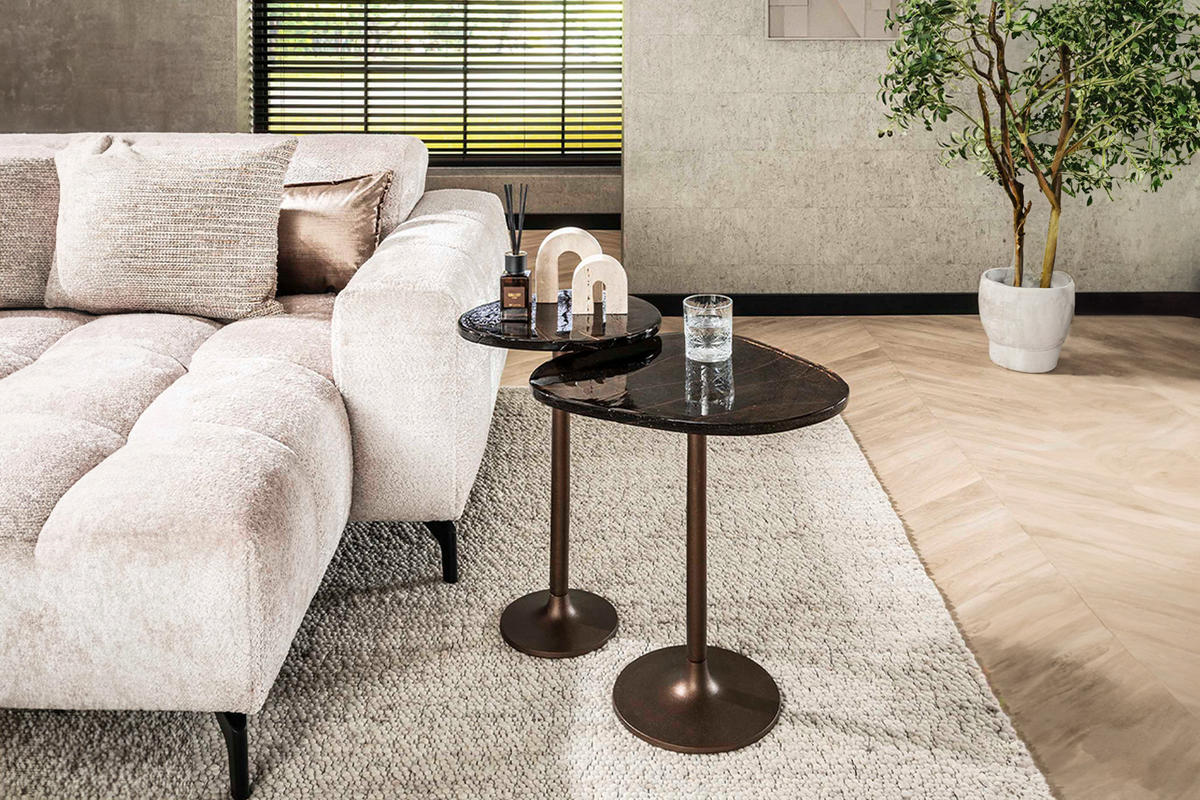 BEISTELLTISCH DARI Braun Glas - Braun/Kupferfarben, Glas/Metall (50/42/55cm) - KAWOLA