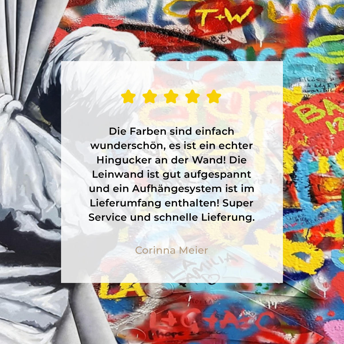 LEINWANDBILD Graffiti - Junge - Ilussie - Straßenkunst Deko Groß 90x90 cm - Hellgrau, Textil (90/90cm) - MuchoWow
