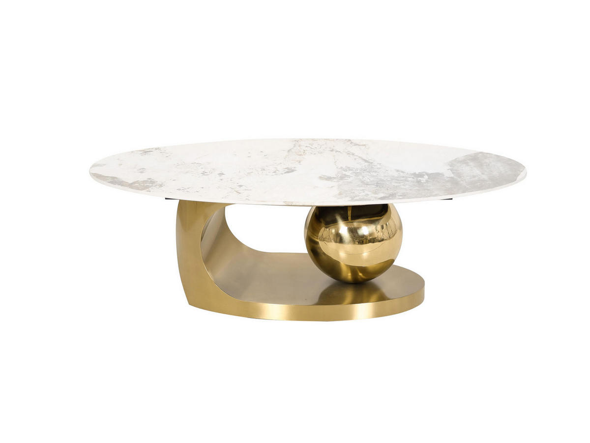 COUCHTISCH MODIG Weiß 130x70x42 cm - Weiß, Stein (70/130/42cm) - FURNLUX