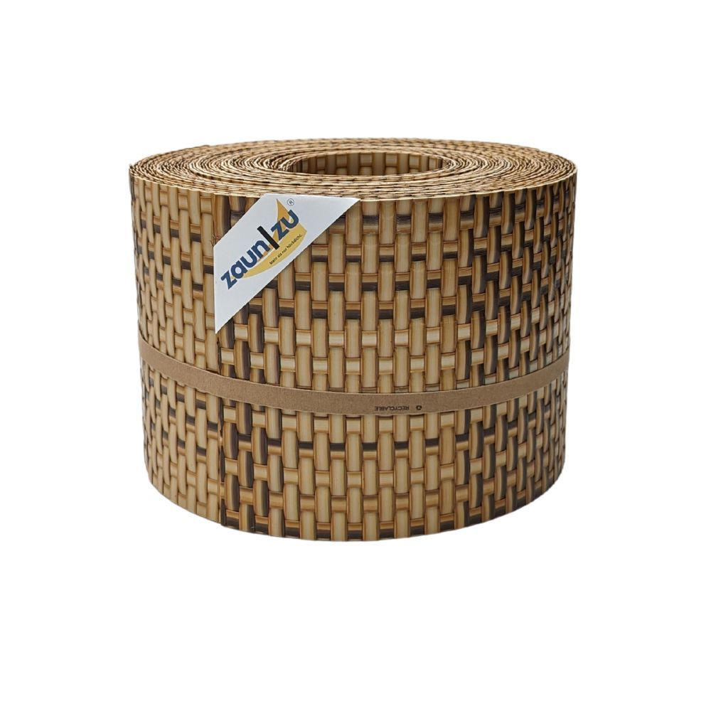SICHTSCHUTZSTREIFEN Rattan für Doppelstabmatten UV-beständig Stroh 10x 2,55m - Akaziefarben, Kunststoff (2550/19cm) - ZAUN|ZU