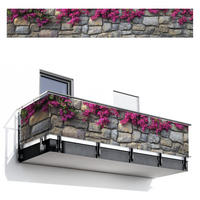 BALKON-SICHTSCHUTZ Bougainvillea - Steinmauer - Rosa - Magenta, Kunststoff (500/75cm) - MuchoWow
