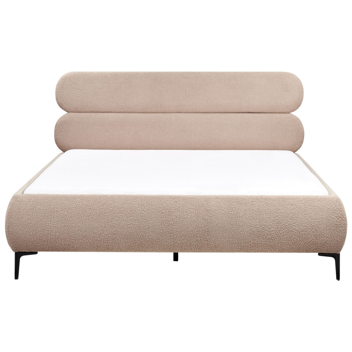 BETT mit Lattenrost 180/200 cm Taupe Lessay - Taupe/Schwarz, Textil (180/200cm) - Beliani