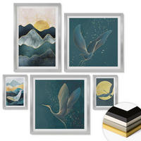WANDBILDER 5er Set - 50x50 cm & 20x30 cm & 40x60 cm Silberner Rahmen - Familie, Liebe, Wärme, Zuhause - Silberfarben, Kunststoff (40/60cm) - ArtPrintCave