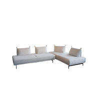ECKSOFA CANE Cremeweiß Webstoff - Creme/Schwarz, Textil/Metall (310/210cm) - KAWOLA