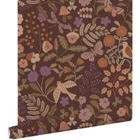 TAPETE Blumen und Vögel 53 cm x 10.05 m - Lila, Papier (53/0.1cm) - ESTAhome