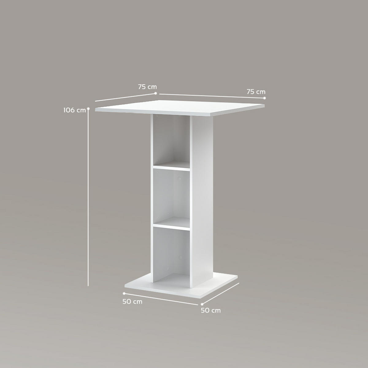 BARTISCH Regusa Weiß 75 x 75 cm - Weiß, Holzwerkstoff (75/75/106cm) - Livinity®