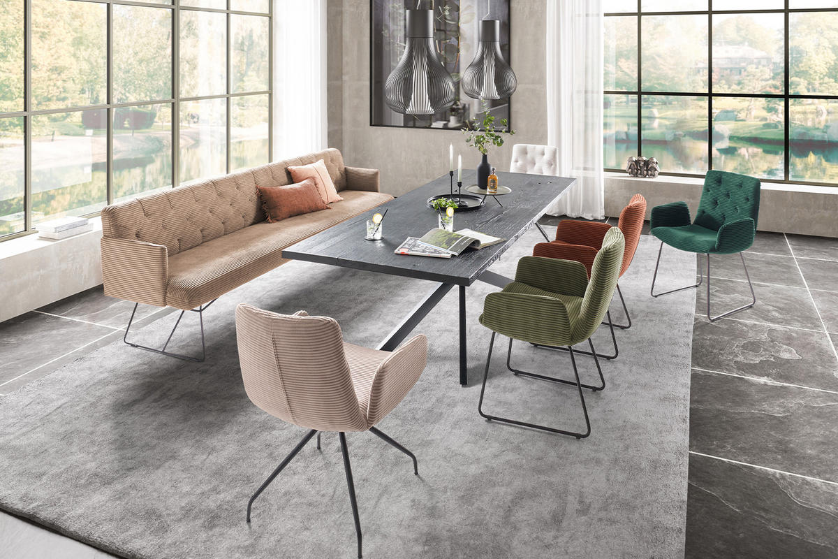 ESSZIMMERBANK CHARME Taupe Cord - Taupe, Textil (246/85/69cm) - KAWOLA