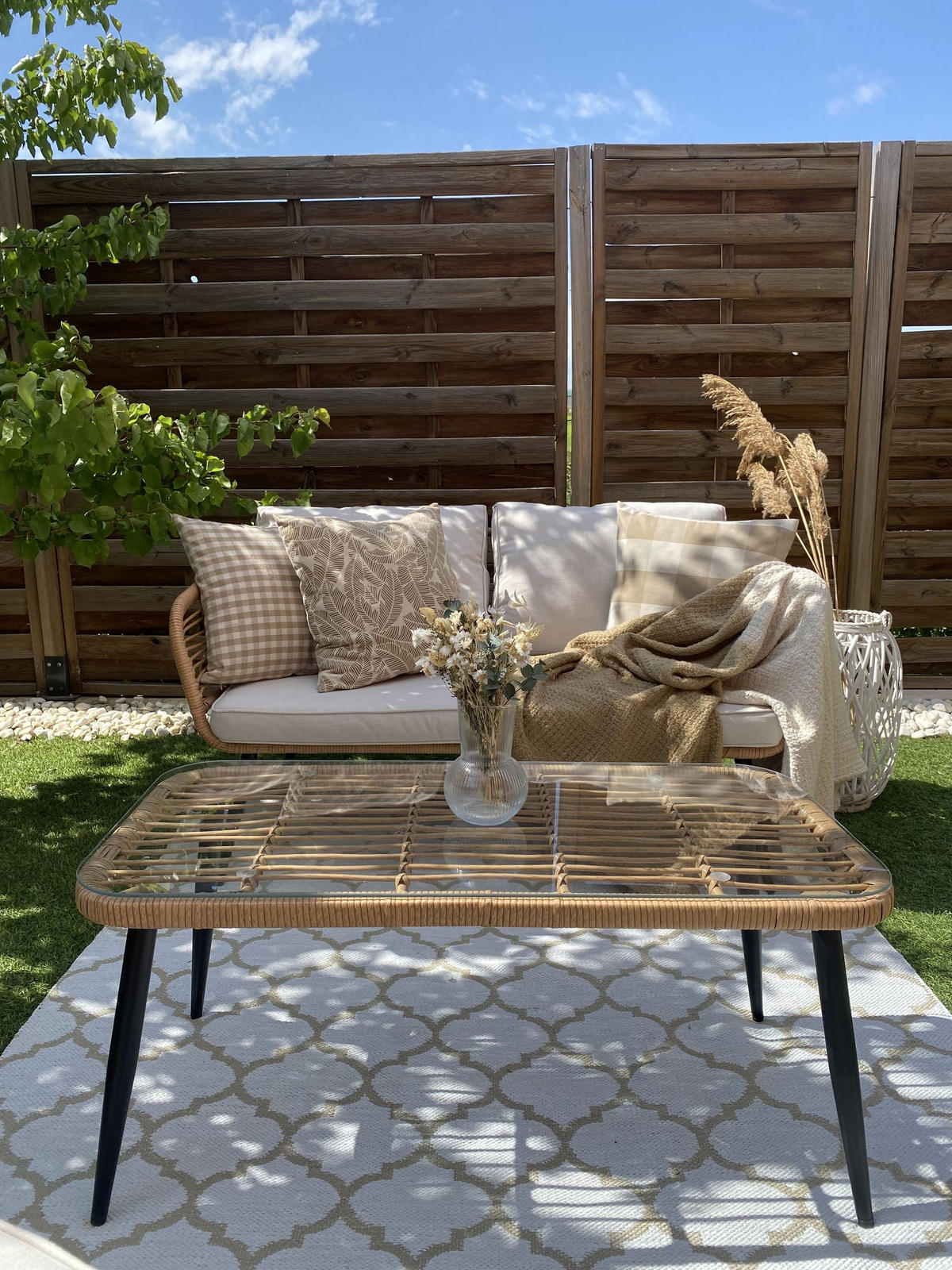 LOUNGE GARNITURA 4-sjed ratan prirodni Corinth Ii - prirodne boje, plastika - Beliani
