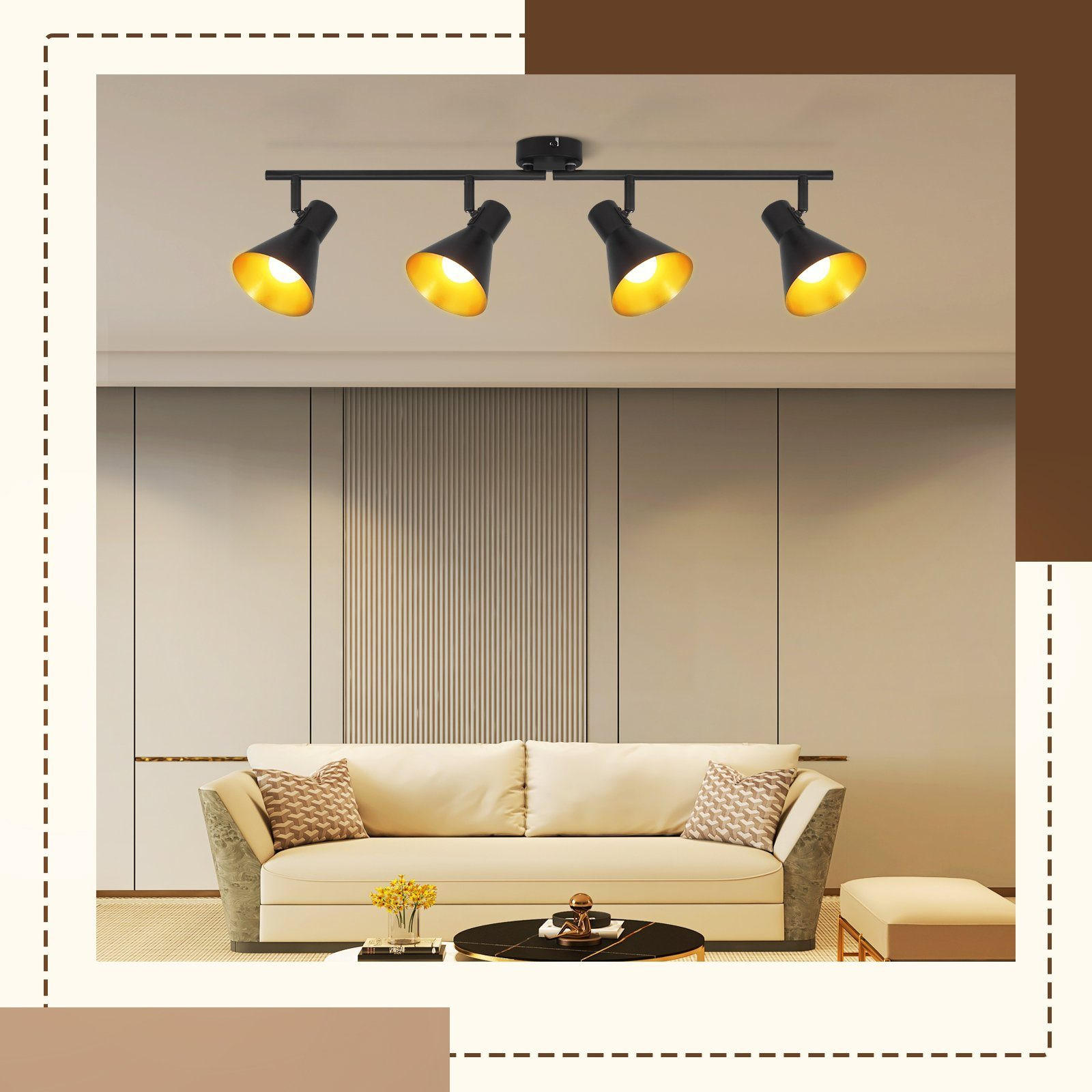 Thumbnail - ZMH Deckenstrahler, Schwarz, Metall, Vintage, Freiform, 11x21x70 cm, Lampen & Leuchten, Innenbeleuchtung, Spots & Strahl...