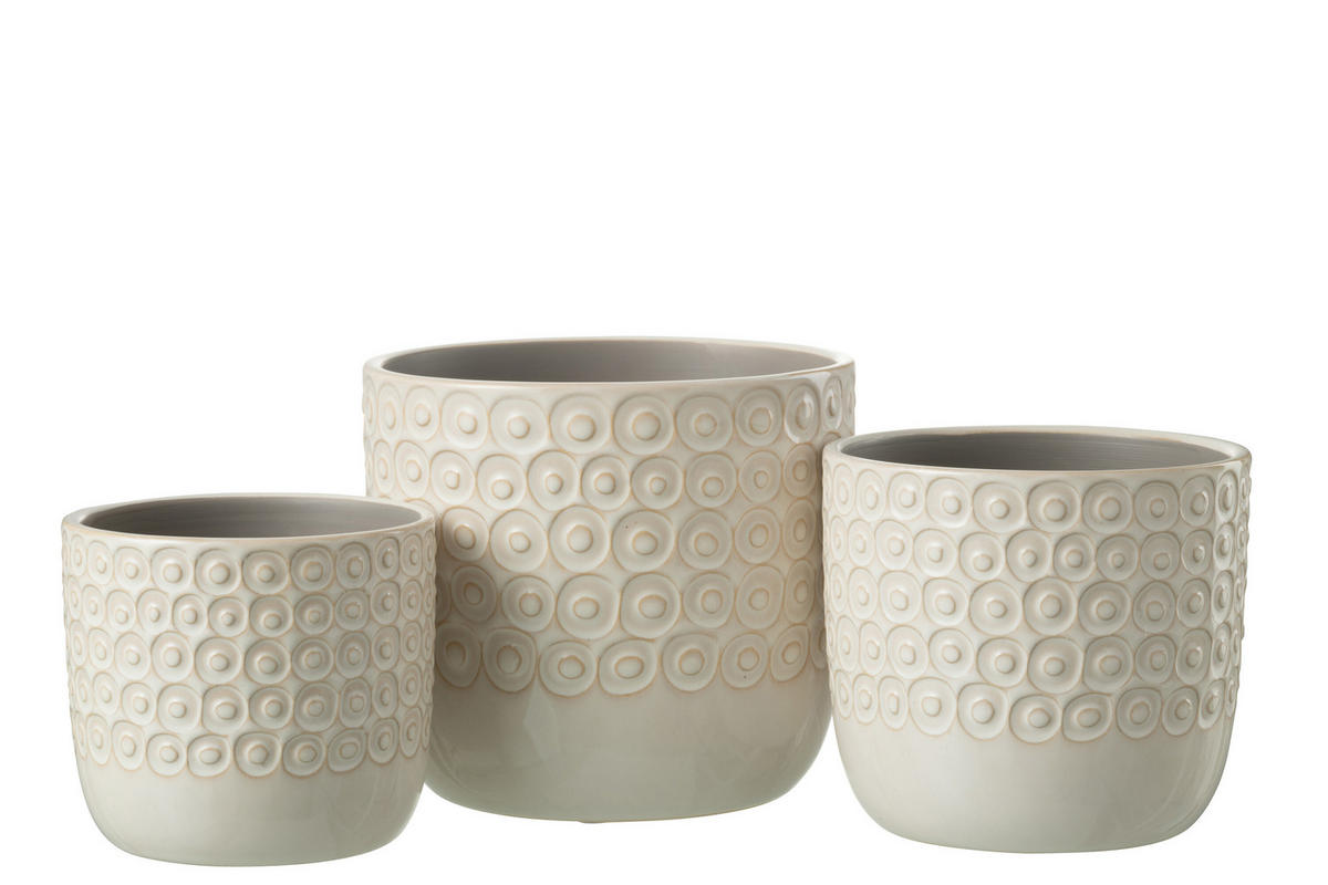 BLUMENTOPF KUGEL - Töpferei - Weiß - L - Ø 17 cm - Weiß, Keramik (17/15cm) - J-Line