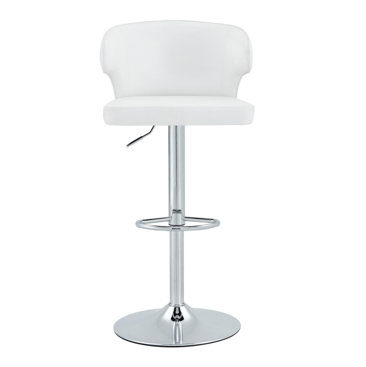 BARHOCKER mit Lehne, höhenverstellbar und 360° drehbar, Weiß, PU - Weiß, Kunststoff (45/110/49.7cm) - MIVRAY