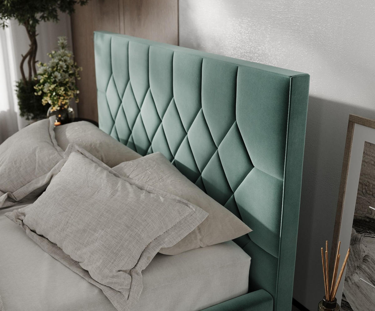 POLSTERBETT Brisa 180/200 cm Türkis im Kronos Stoff - Türkis/Schwarz, Holz/Holzwerkstoff (180/200cm) - AltaBeds