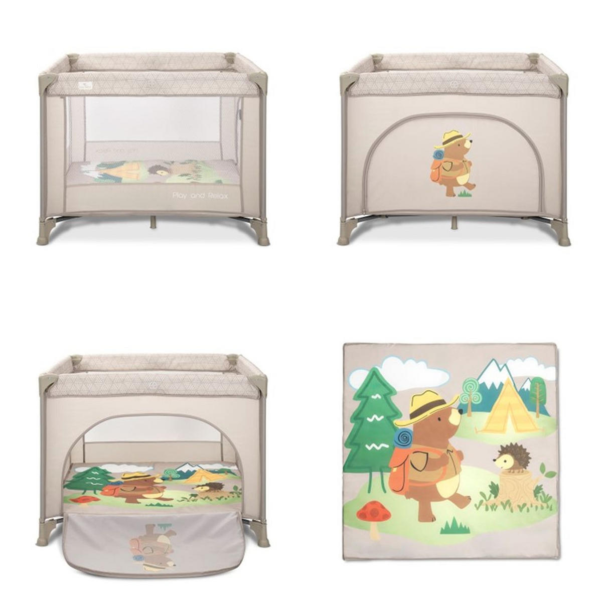 LAUFSTALL Play`n Relax beige 100 x 100 cm, seitliche Öffnung, Matratze, Tragetasche, Babyreisebett - Beige, Kunststoff (100/75/100cm) - Lorelli