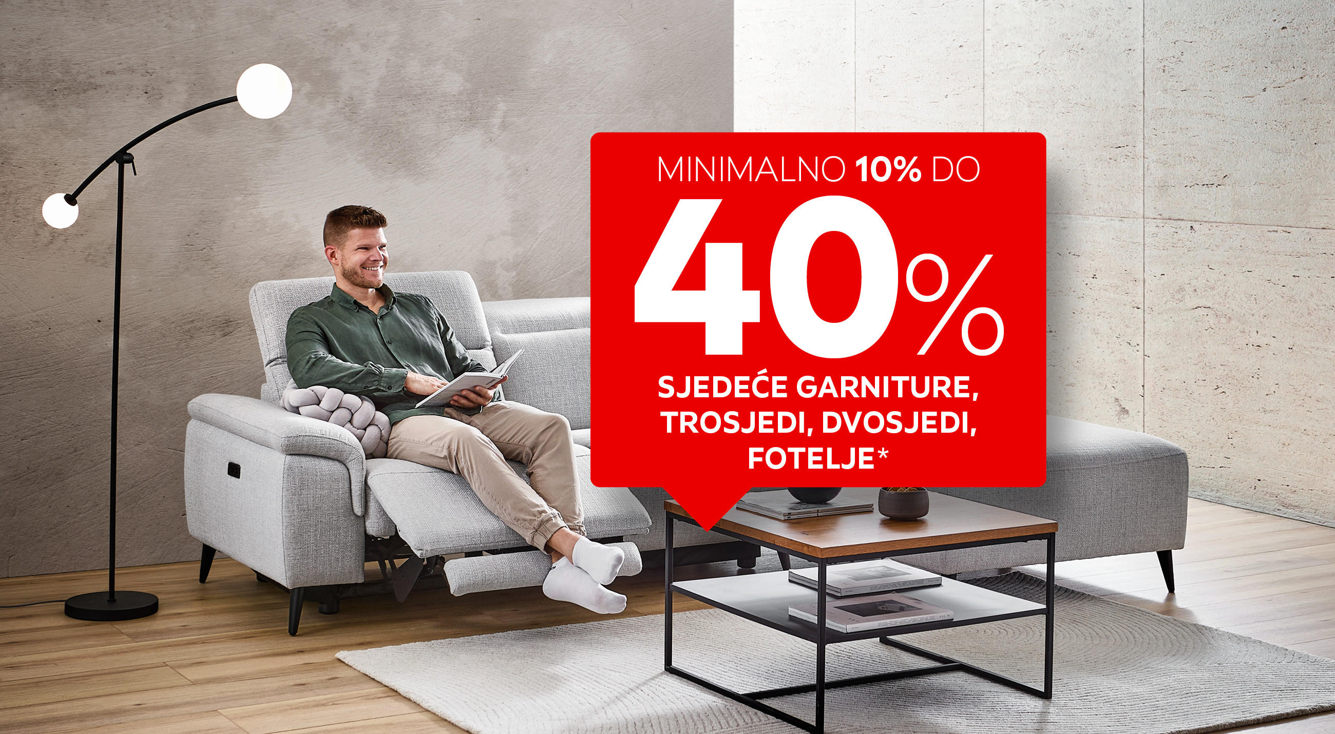 minimalno 10% do 40% sjedeće garniture, trosjedi, dvosjedi, fotelje*