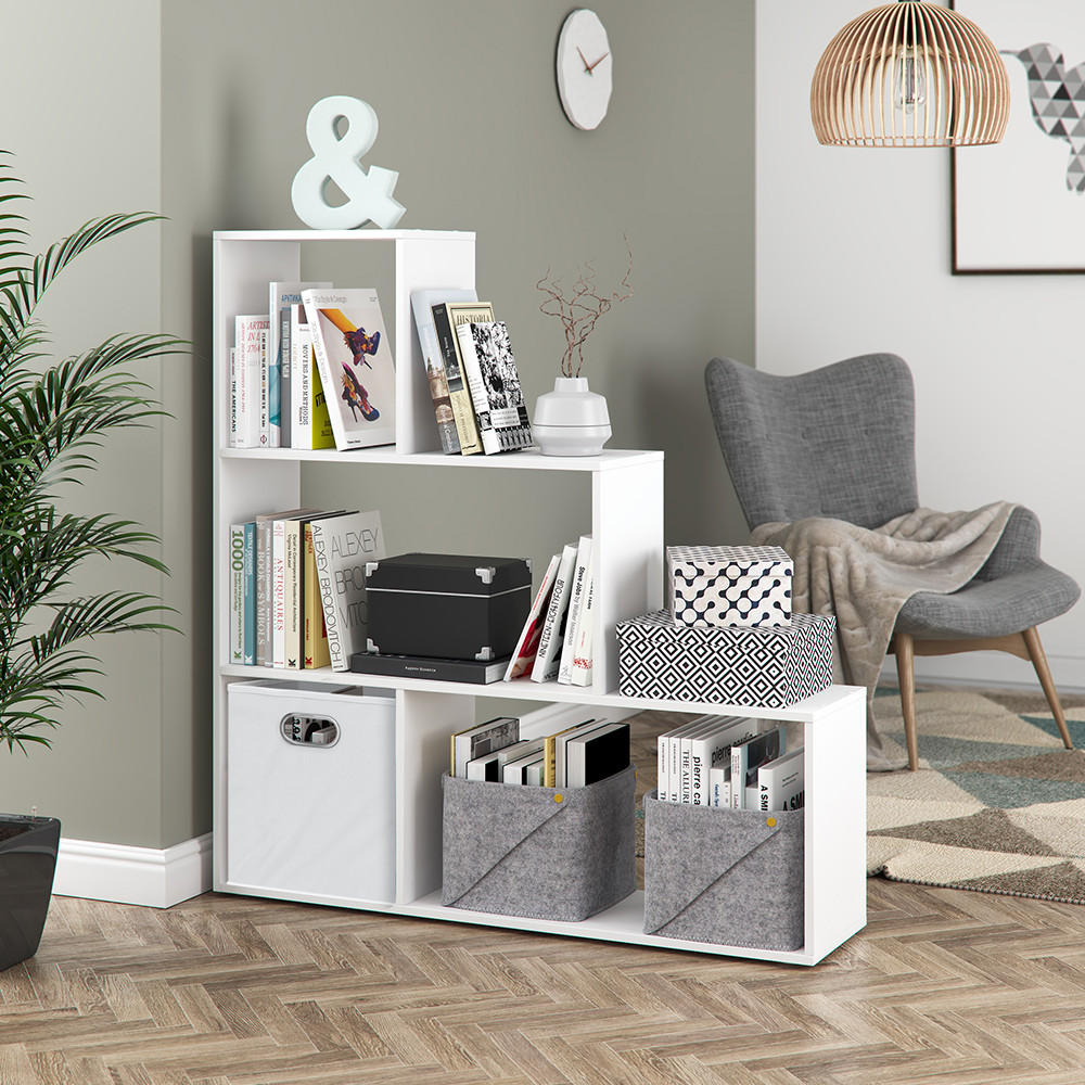 TREPPENREGAL Weiß 116.8 x 123.2 cm - Weiß, Holzwerkstoff (116.8/123.2/29cm) - Vicco