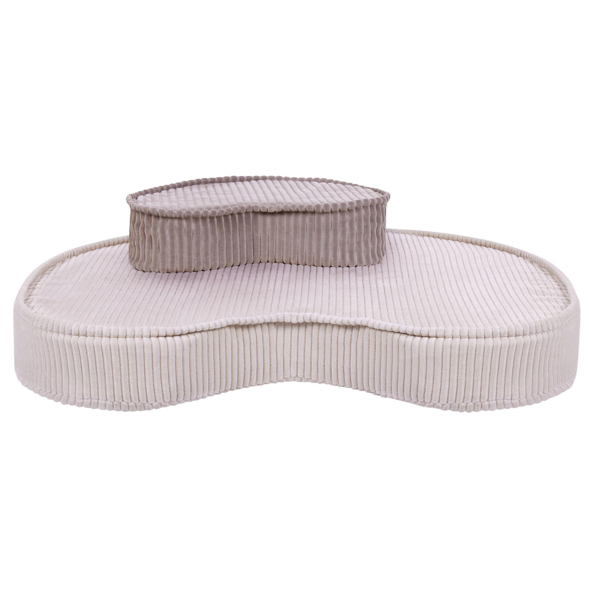 POUF Samtstoff Hellbeige Nili - Beige/Braun, Textil (90/10/75cm) - Beliani