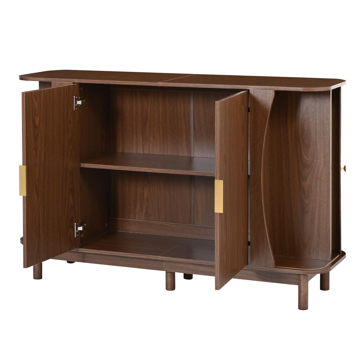 SIDEBOARD 140cm mit geschwungenen Kanten & 2 Türen - Walnussfarben, Holzwerkstoff (140/88/40cm) - Urban Meuble