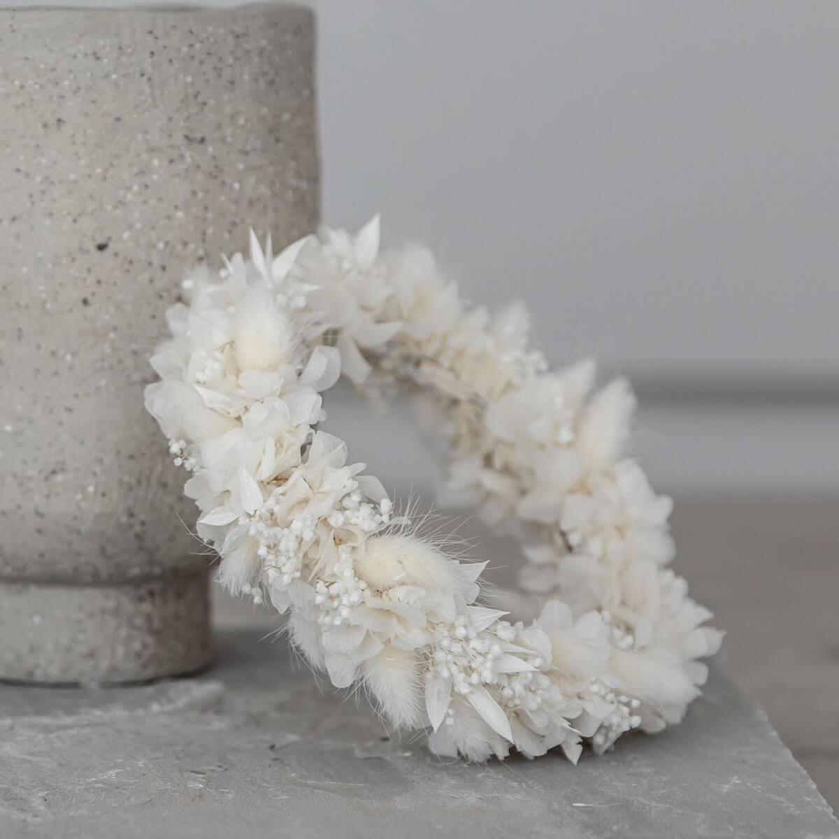 HAARREIF I Diadem Trockenblumen weiß - weiß - Weiß, Naturmaterialien (15cm) - Lykke & You