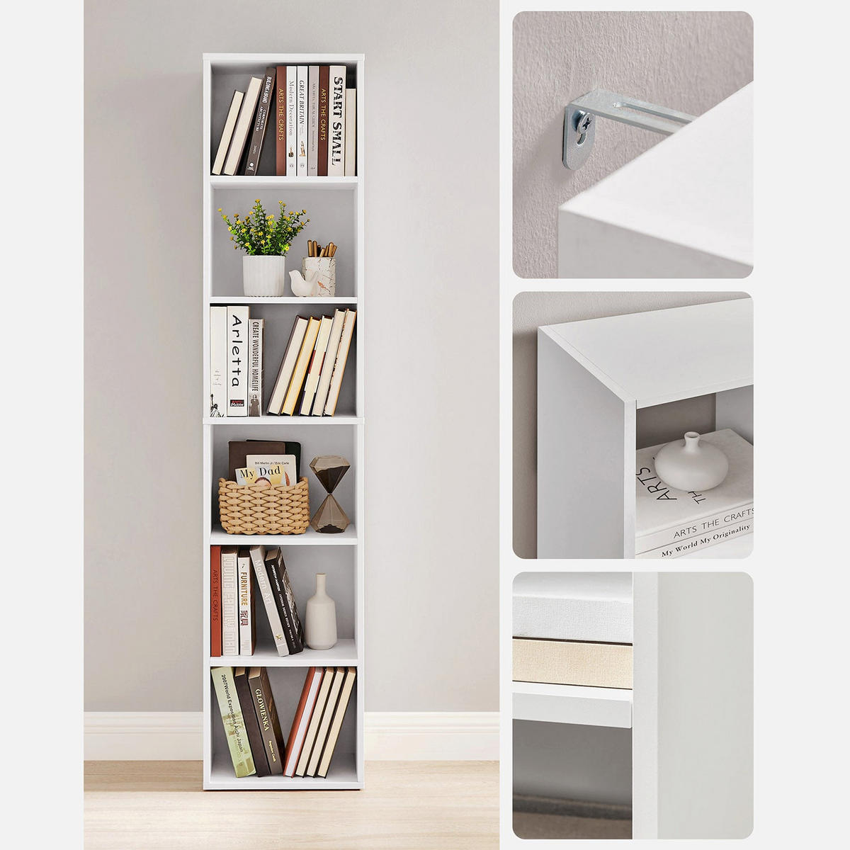 BÜCHERREGAL AUFBEWAHRUNGSREGAL - Weiß, Holzwerkstoff (24/179/40cm) - Hansiro