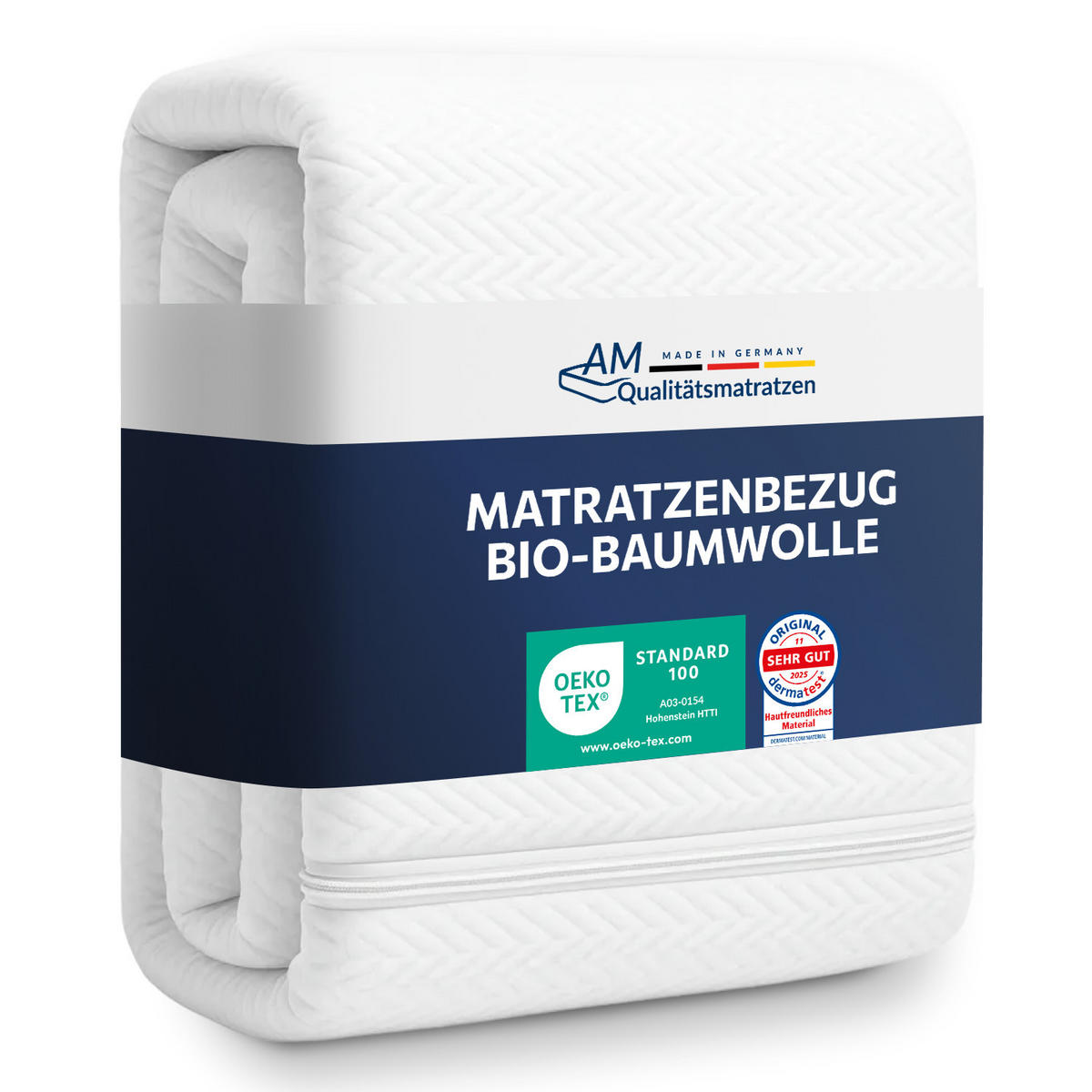 MATRATZENBEZUG Bio Baumwolle 100/200cm für 16cm Kernhöhe - Weiß, Textil (100/200cm) - AM Qualitätsmatratzen