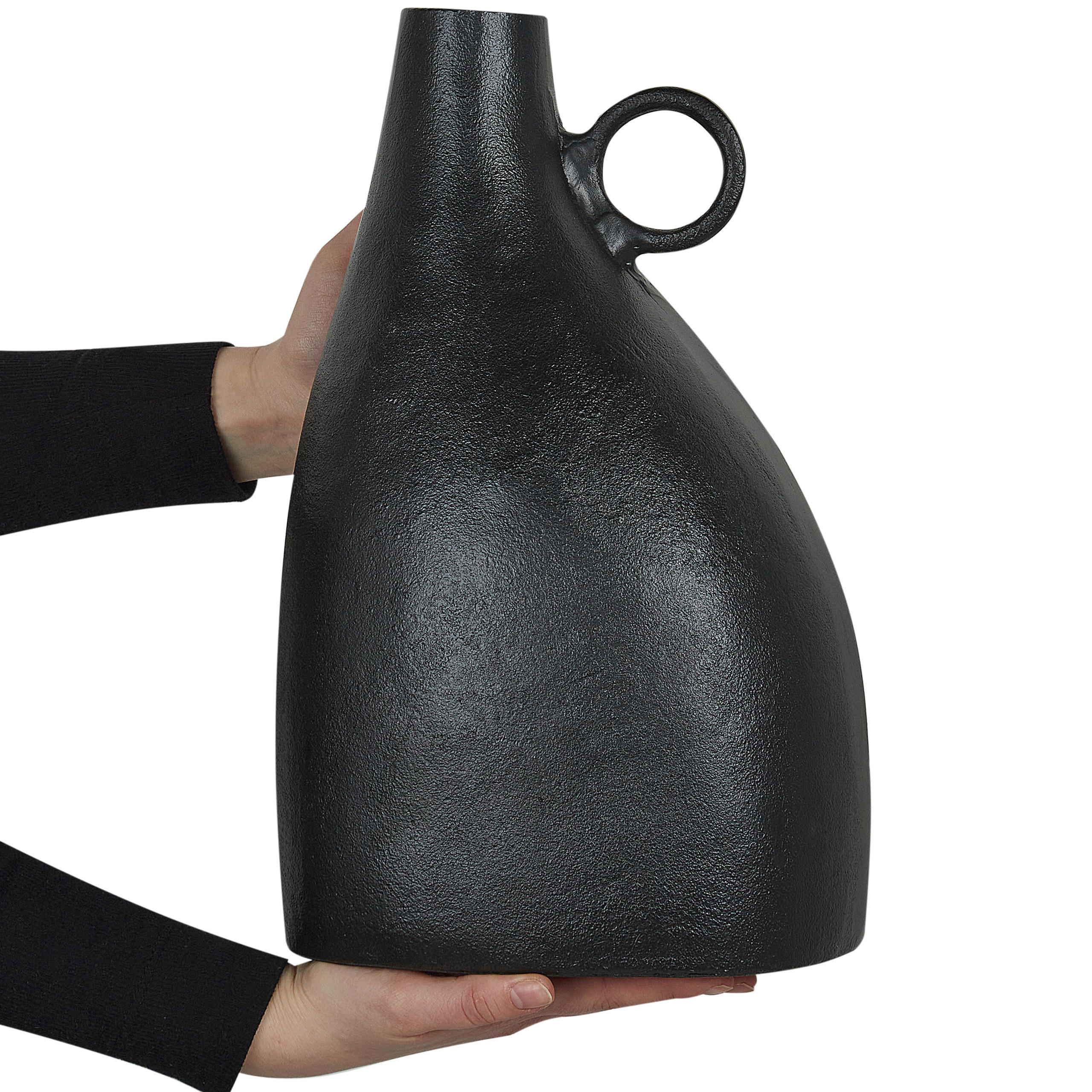 DEKOVASE Aluminium schwarz Narbada - Schwarz, Metall (36cm) - Beliani