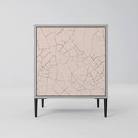 SIDEBOARD CERAMIC TEXTURE, Grau, 57,5x42x72,5 cm, Schwarze Metallfüße - Multicolor/Schwarz, Holzwerkstoff/Metall (57.5/72.5/42cm) - SpaceRebels