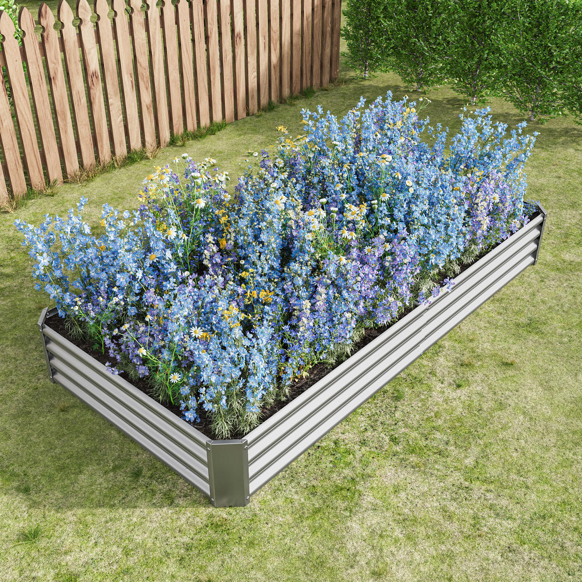 HOCHBEET Metall, silberfarben, 232x113,5x30 cm, rostfest - Grau, Metall (232/30/113.5cm) - Biohort