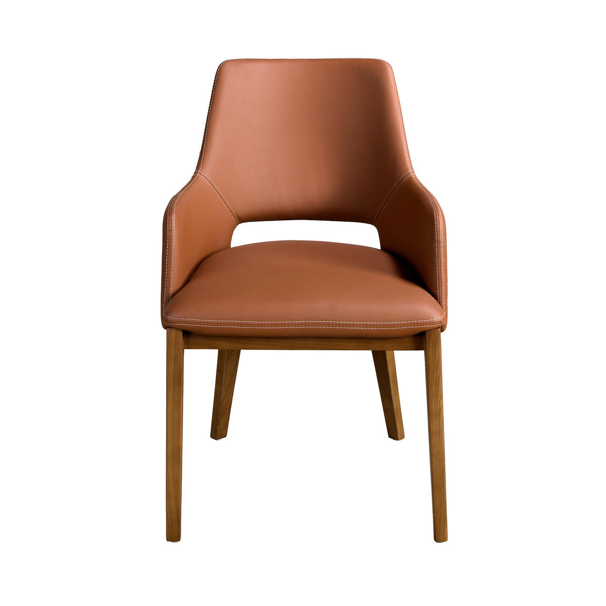 STUHL Stuhl aus braunem Öko-Leder 54/61/83 cm - Cognac/Silberfarben, Leder/Holz (54/83/61cm) - ANGEL CERDA