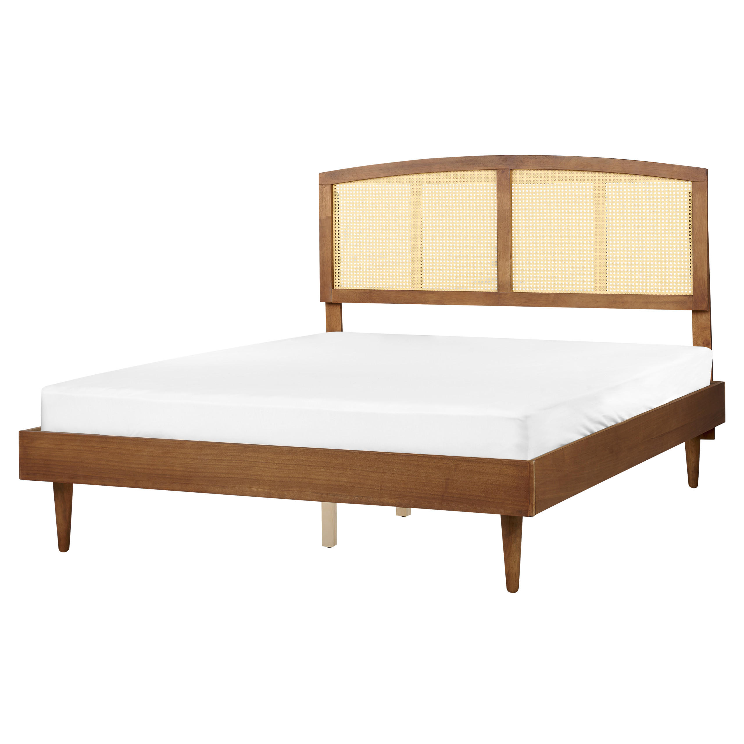 BETT mit Lattenrost 160/200 cm Gummibaumholz Braun Varzy - Braun, Holz (160/200cm) - Beliani