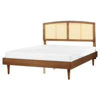 BETT mit Lattenrost 160/200 cm Gummibaumholz Braun Varzy - Braun, Holz (160/200cm) - Beliani