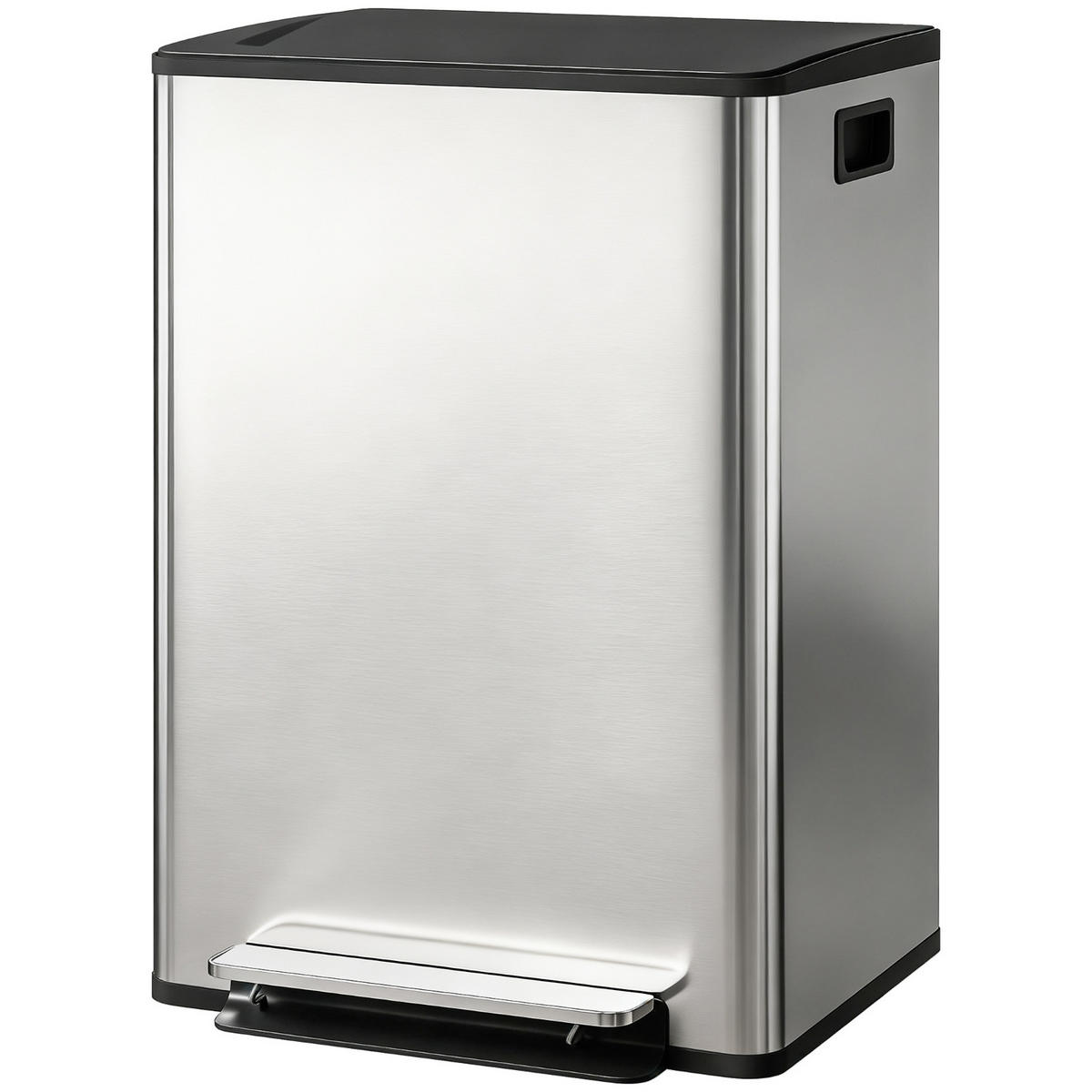 MÜLLTRENNSYSTEM 2X30L 47,5/67/37,5 cm Edelstahl Silber Tretmülleimer Küche - Silberfarben, Metall (37.5/67/47.5cm) - Rolipo