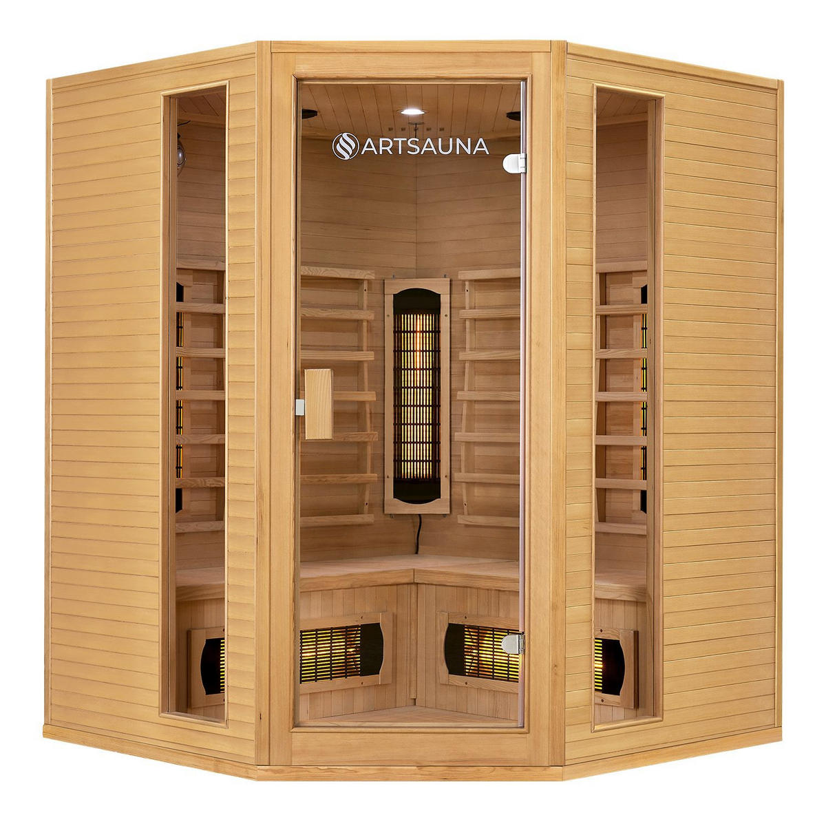 INFRAROTKABINE Nyborg E150V mit Vollspektrum-, Flächenstrahlern & Hemlockholz - Naturfarben, Holz (150/190/150cm) - Artsauna