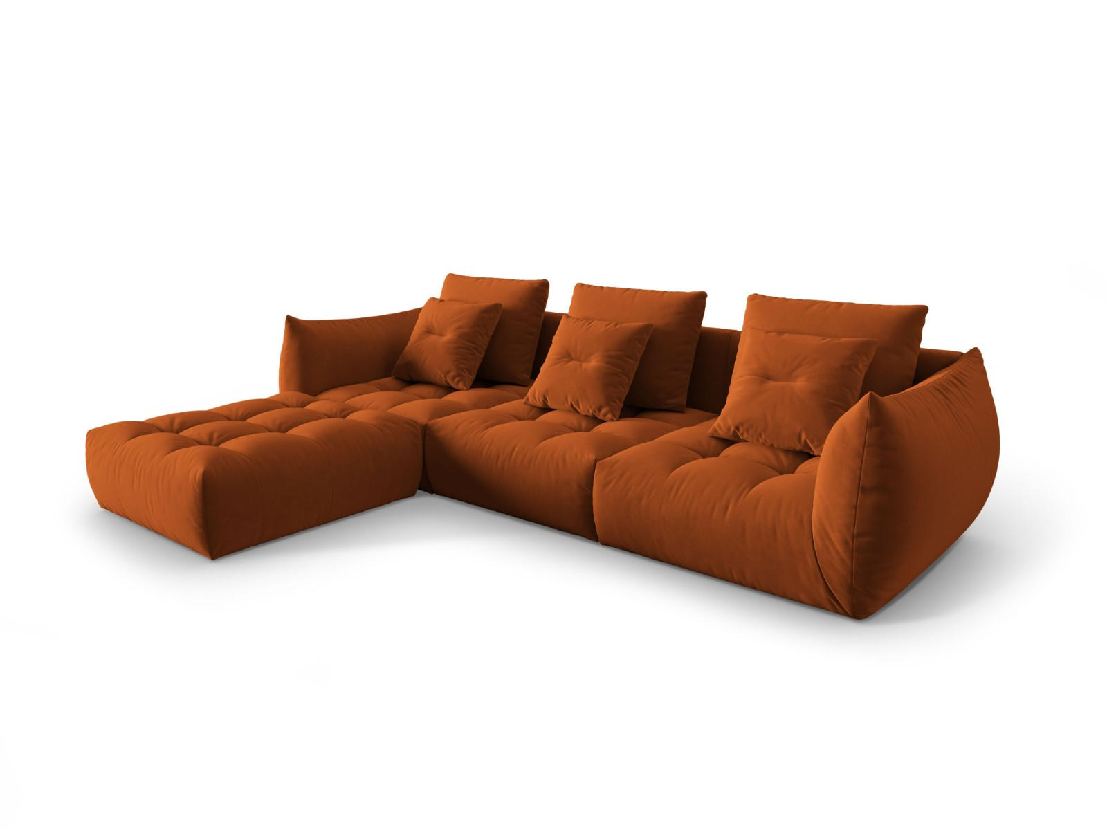 ECKSOFA modular links Bloom aus Samt terrakotta 2 Sitzplätze - Terracotta, Textil (216/332cm) - Micadoni