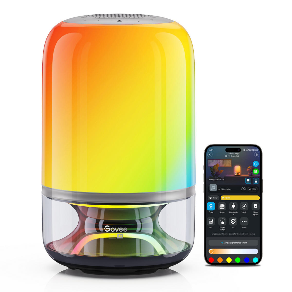 TISCHLEUCHTE Table Lamp 2 Pro, RGBICWW, 600 lm - Multicolor, Kunststoff (18.9/18.9/34cm) - Govee