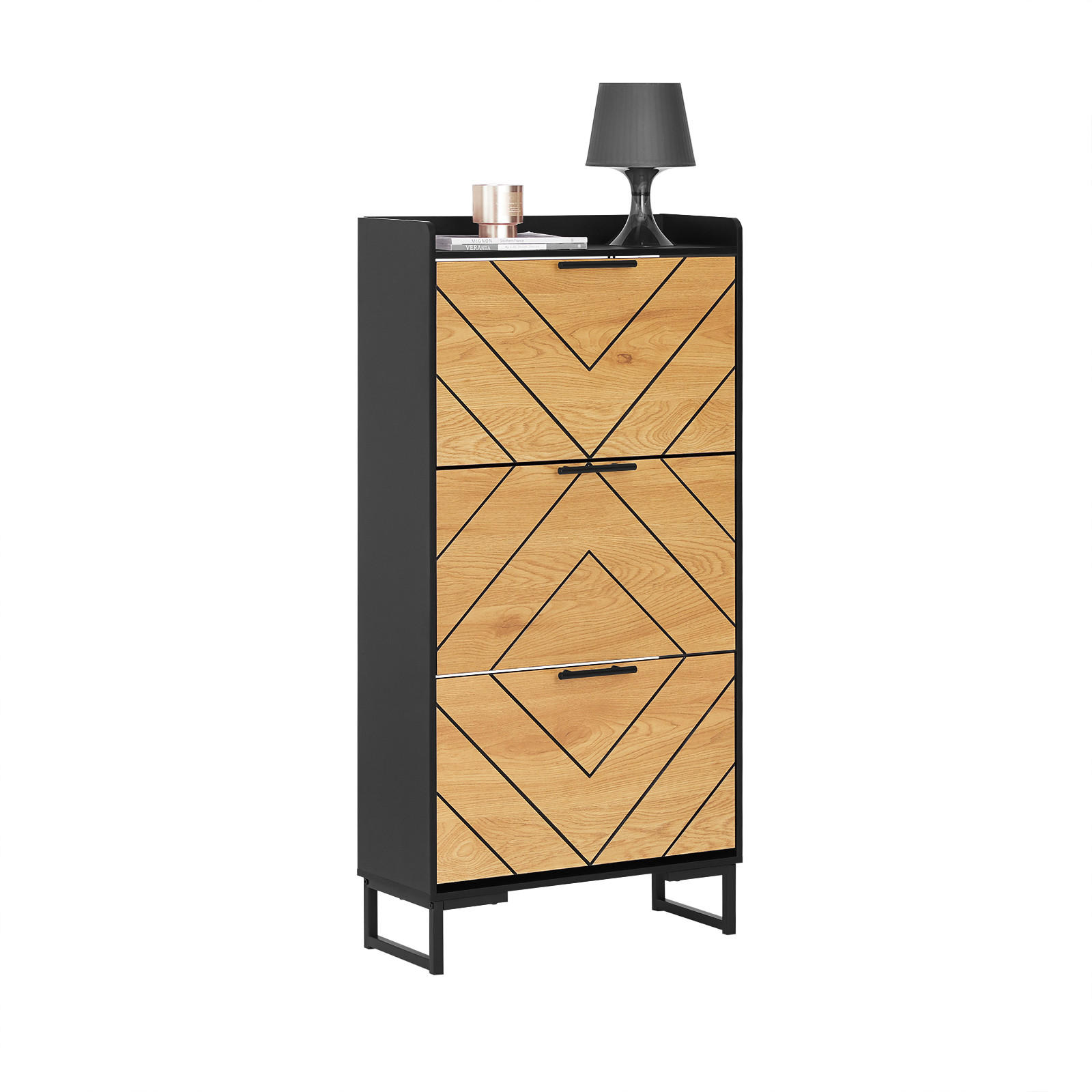SCHUHSCHRANK Schwarz-Braun - Schwarz/Naturfarben, Holzwerkstoff (62/125/24cm) - SoBuy