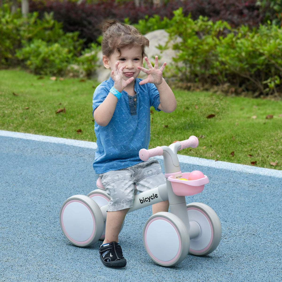 KINDER Laufrad Lauffahrrad ab 1 Jahr mit TPU-Rädern keine Schrauben Rosa+Weiß - Rosa, Metall (56/27/39cm) - AIYAPLAY