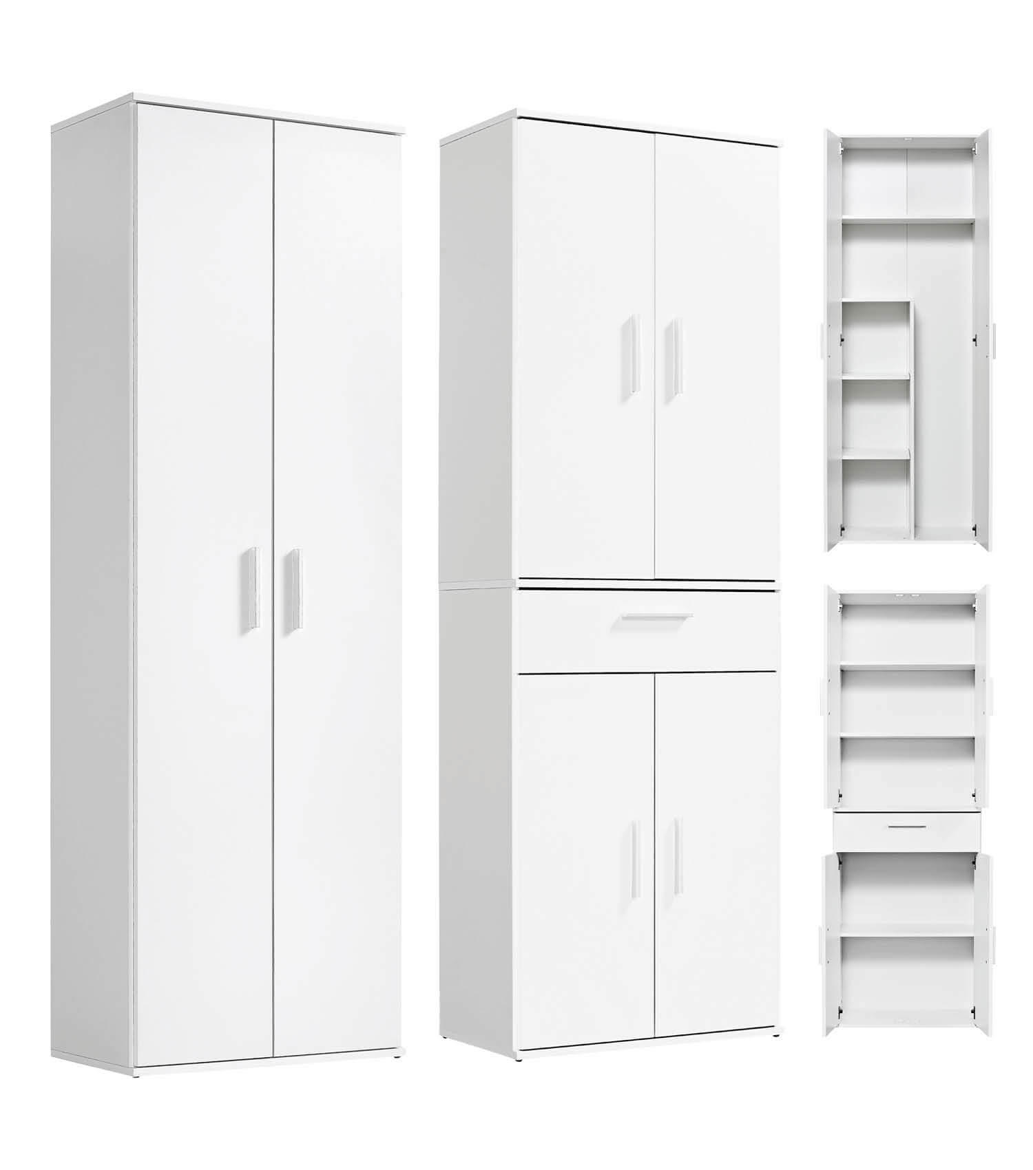 MEHRZWECKSCHRANK SET Der Allzweckwaffe - Silberfarben/Weiß, Holzwerkstoff (60/180/34cm) - Mokebo