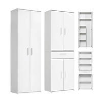 MEHRZWECKSCHRANK SET Der Allzweckwaffe - Silberfarben/Weiß, Holzwerkstoff (60/180/34cm) - Mokebo