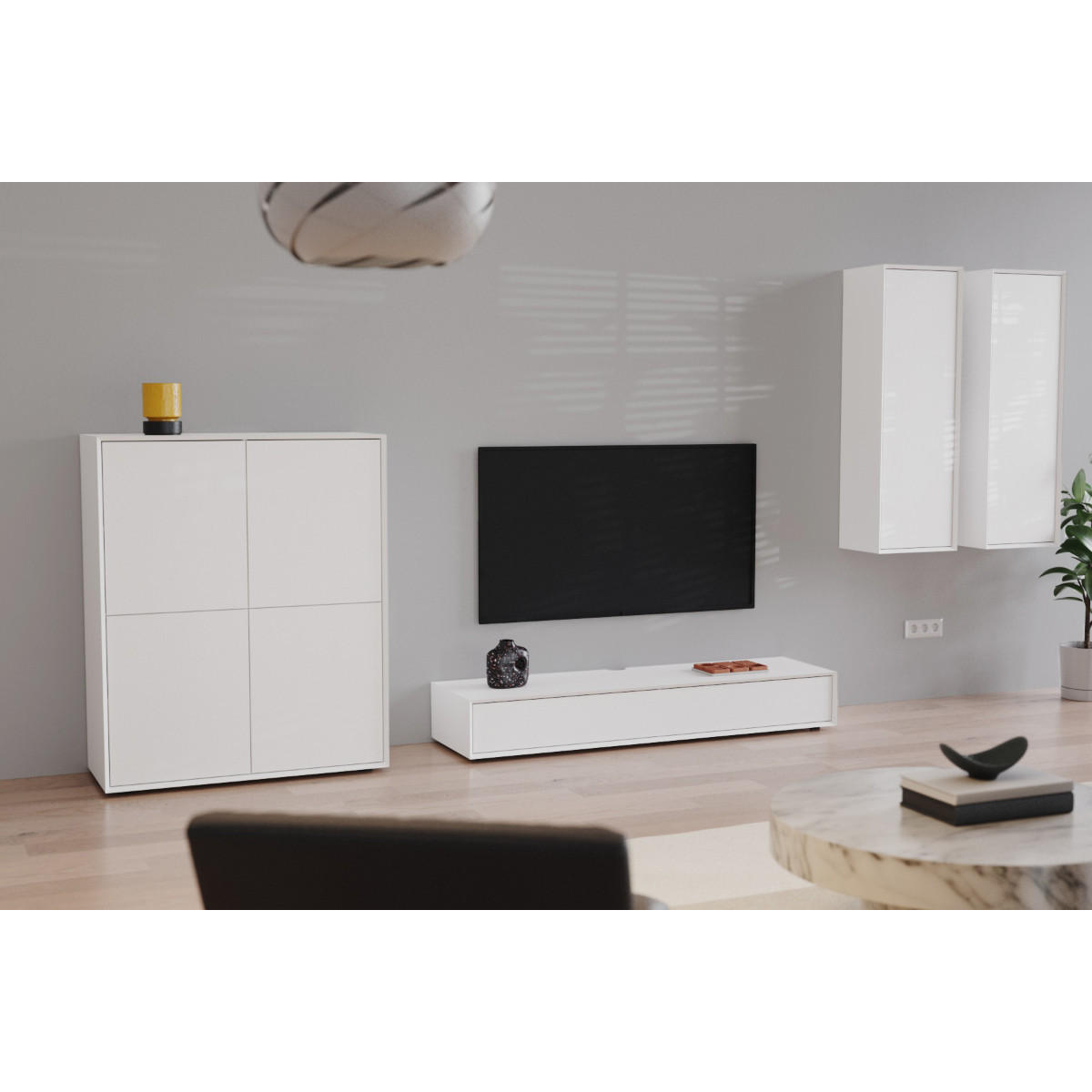 SIDEBOARD mit 1 Klappe 22/160/43 cm - Weiß, Holzwerkstoff (160/22/43cm) - Calicosy