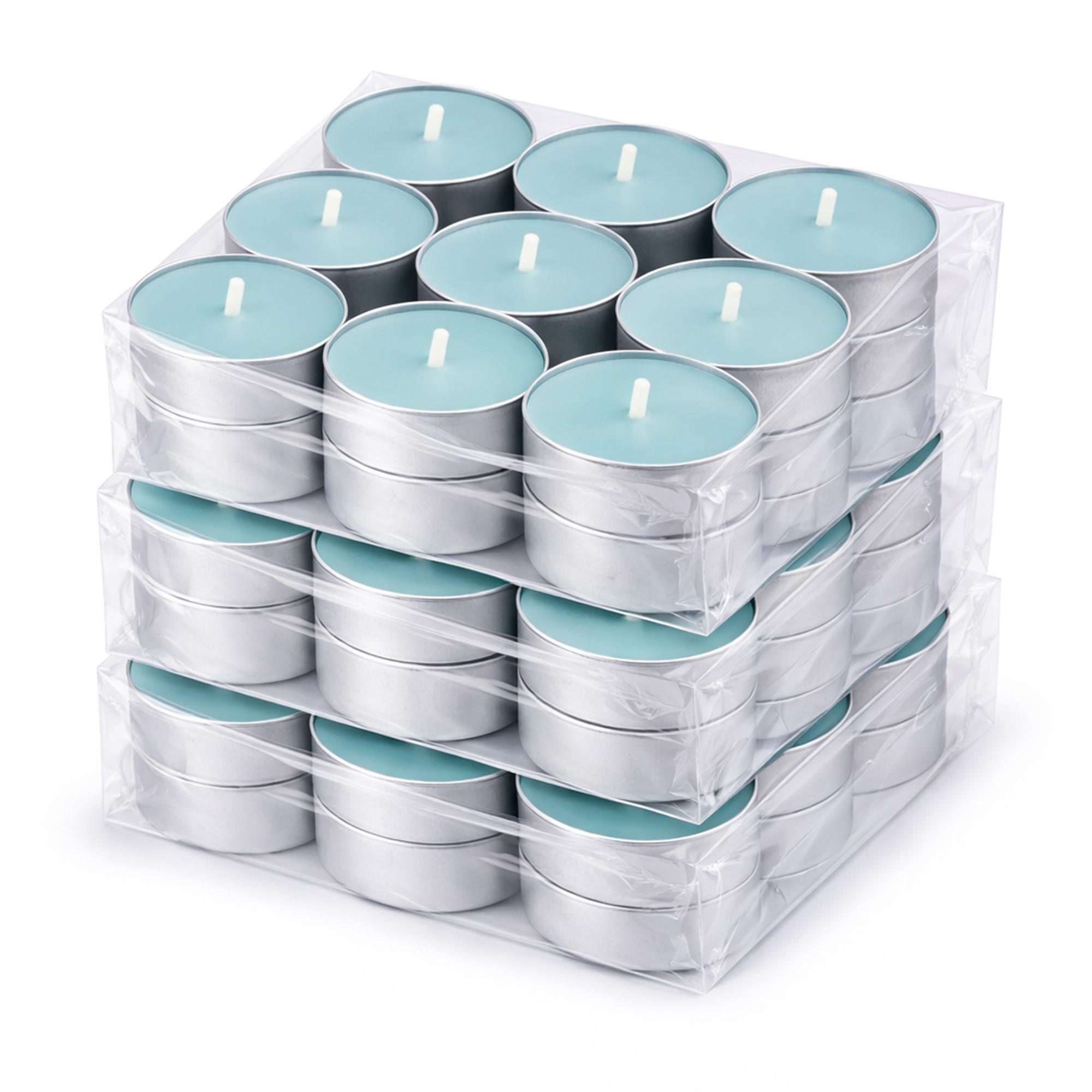 TEELICHT mit Duft - Ozean - 54er Pack - Türkis, Naturmaterialien (4/1.5/4cm) - HS Candle