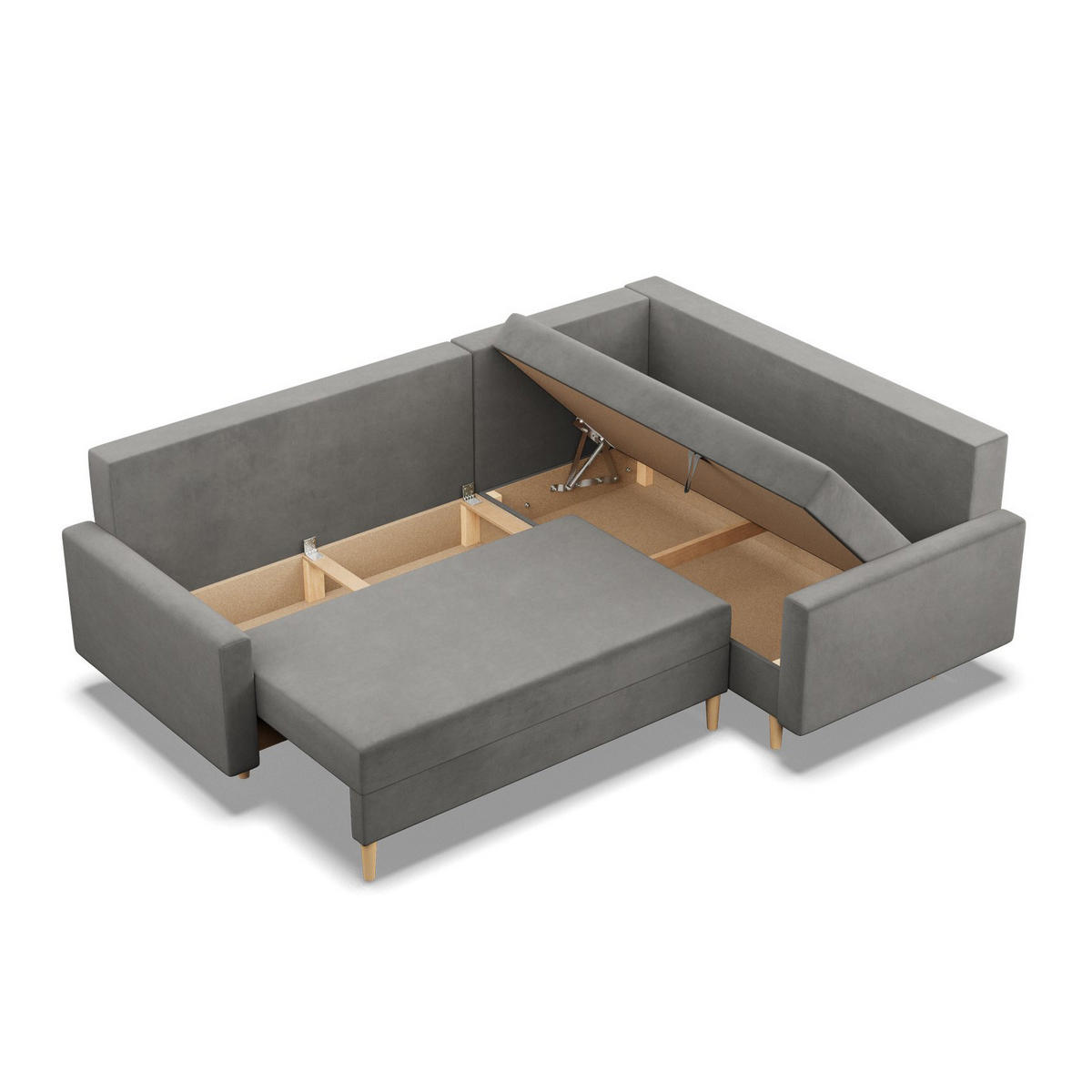 ECKSOFA LINKS MIT SCHLAFFUNKTION BLANK, Hellgrau - Hellgrau, Textil (223/172cm) - Mebligo