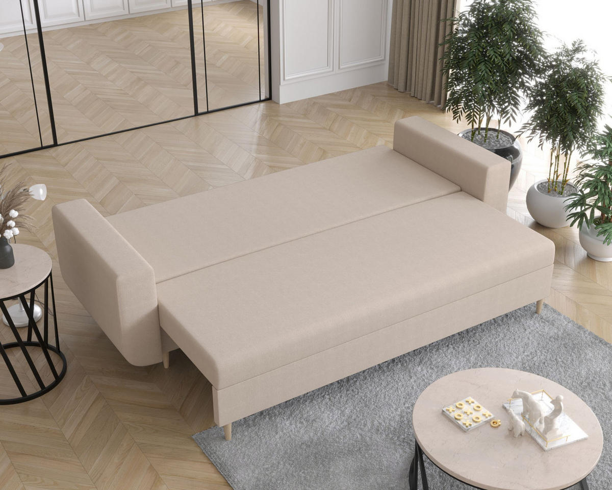 SOFA DELFIN mit Schlaffunktion COSMIC 10 Sofa mit Stauraum - Beige, Textil (90/88/240cm) - Bedante