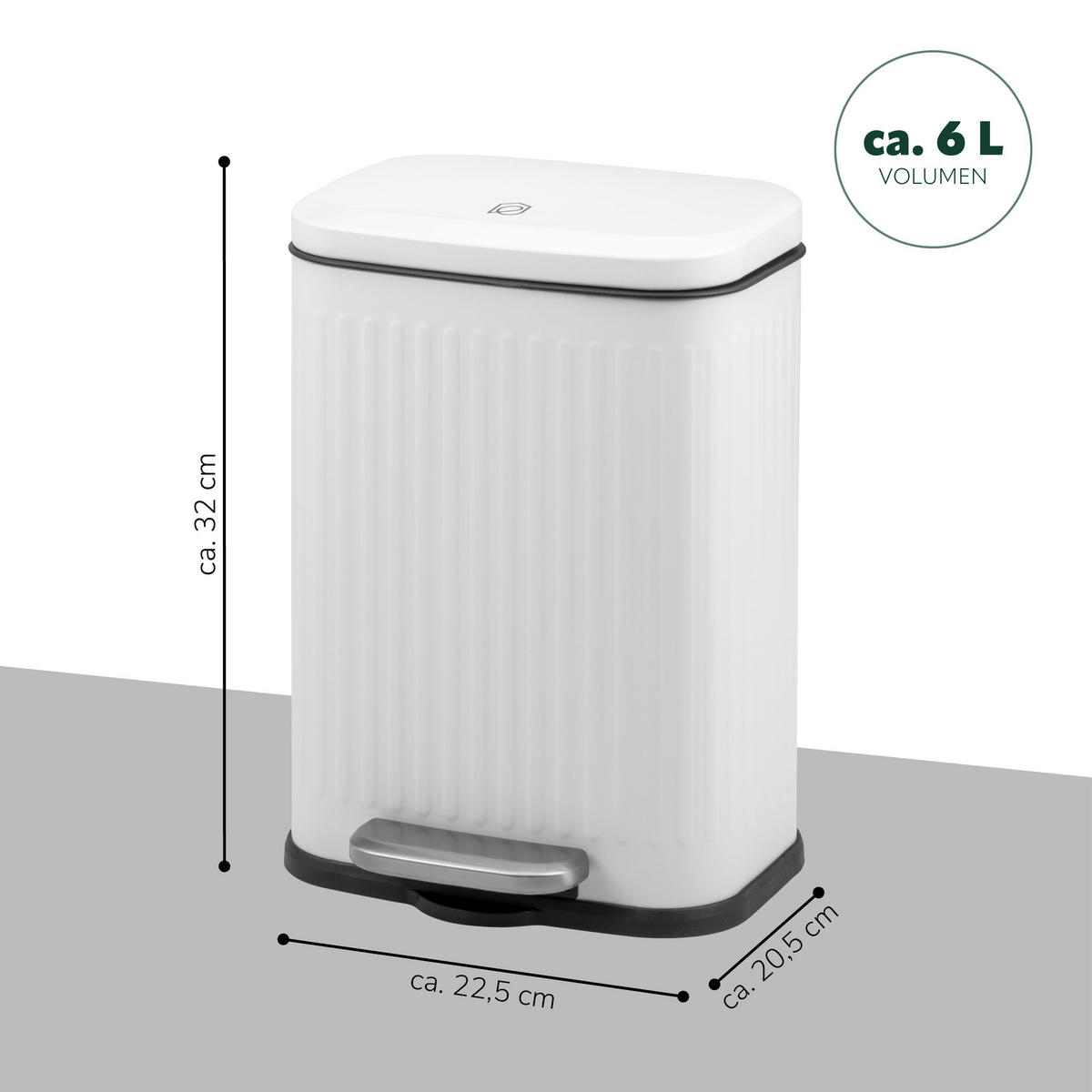 KOSMETIKEIMER 6 Liter, weiß - Weiß, Metall (22.5/32/20.5cm) - eluno