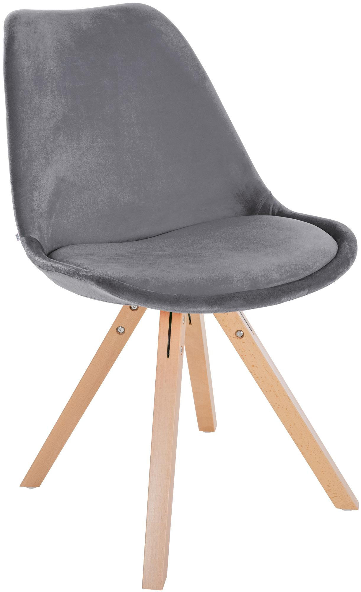 STUHL Samt grau - Naturfarben/Grau, Holz/Textil (48/81/54cm) - CLP
