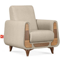 SESSEL GUSTAVO mit Armlehnen, creme - Creme/Braun, Holz/Holzwerkstoff (83/95/92cm) - KONSIMO®