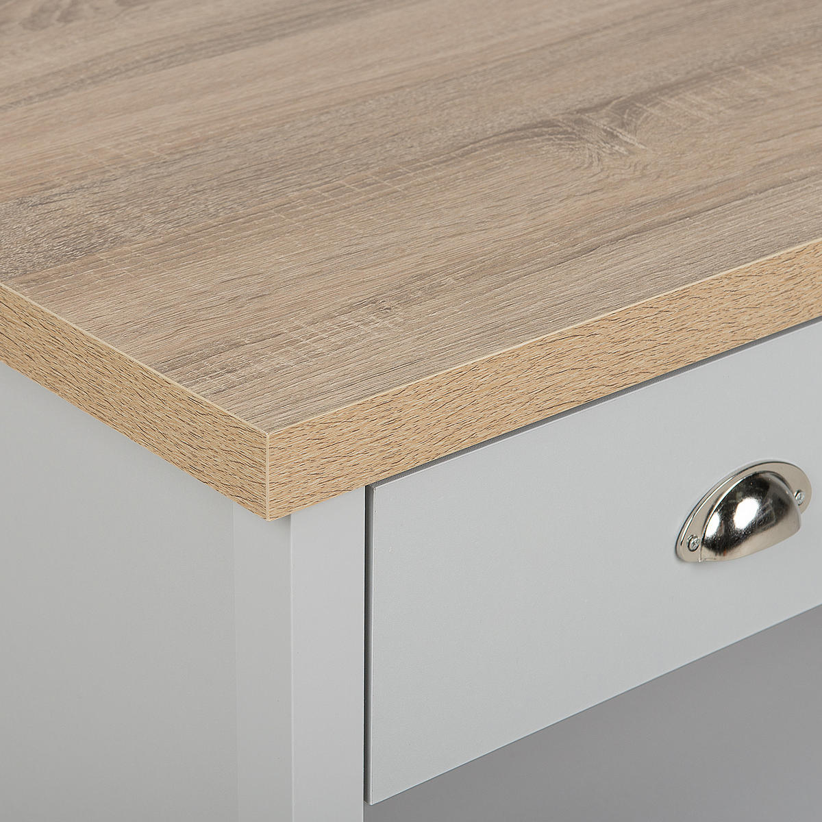 COUCHTISCH grau/heller Holzfarbton rechteckig Clio - Hellbraun/Silberfarben, Holzwerkstoff (55/99/51cm) - Beliani